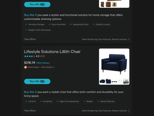 Perplexity Buy With Proの購買画面