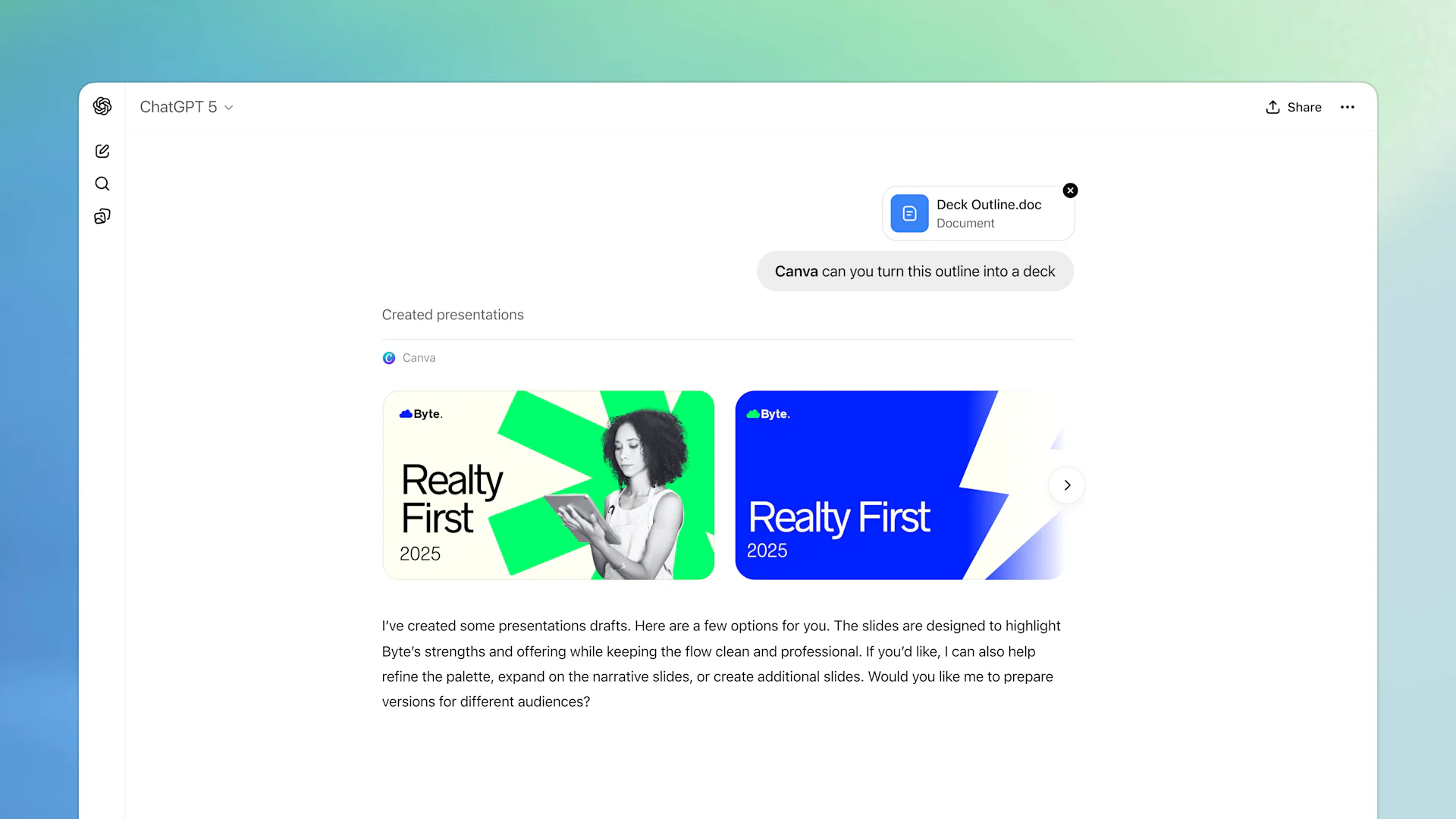ChatGPT内アプリの全体像 - Canvaでスライド作成