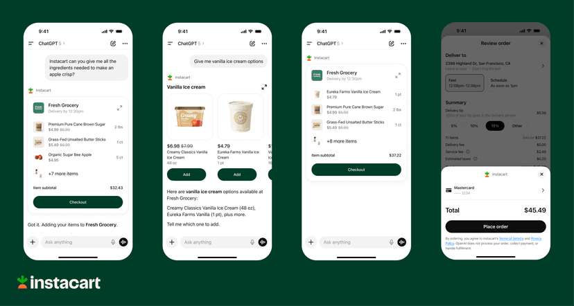 InstacartのChatGPTアプリ画面