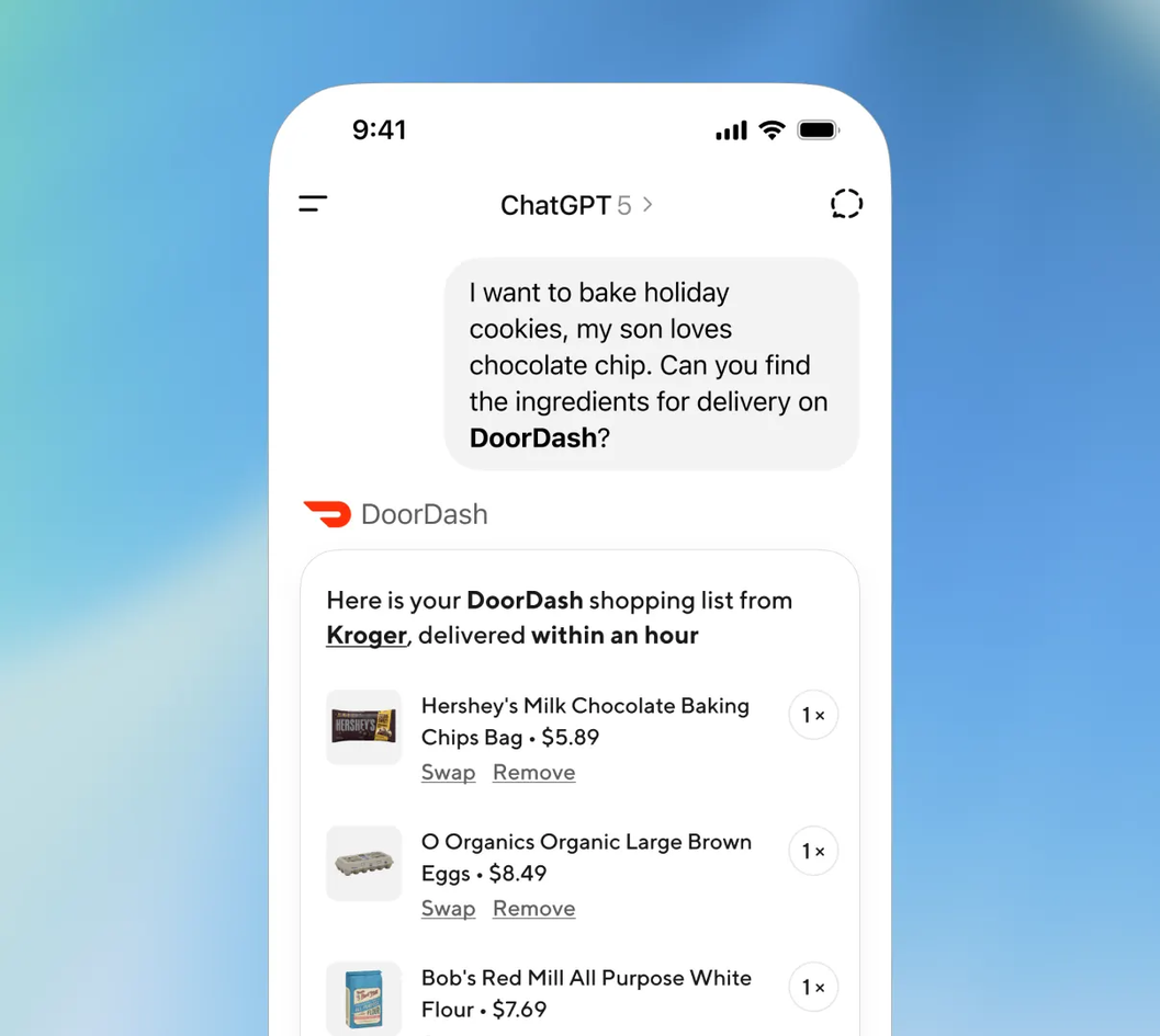 DoorDashのChatGPTアプリ画面